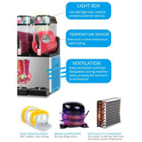 110V Commercial Slushy Machine 45L 3 Tank 1100W Stainless Steel Margarita Frozen Drink With Powerful W1676P146602