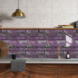 48 Pcs Peel And Stick Brick Tiles Wall Decor PVC Purple Brick Wallpaper Wall Tile Backsplash 15306856