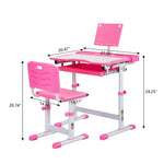 ZUN Height Adjusting Kid's Desk and Chair Set Study Station with Tiltable Table-top, Corner Guard, Book W2181P191359