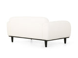 Boucl Fabric Loveseat Sofa - 50 Inch White Upholstered 2-Seater with Black Legs, Comfortable & N762P407898W