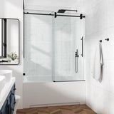 60*72" Fixed & Sliding Shower Door, Round Tube Hardware, Clear Glass Shower Door, 3/8 SGCC 85624409