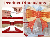 Red & Gold Cloth Christmas Bow 3ft, 200 LED Warm White Lighted Decoration, Classic Holiday Dcor, 17087105