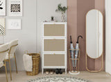 Rattan 3 Door Shoe Rack, Freestanding Modern Shoe Storage Cabinet, for Entryway W688P211259