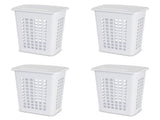 Laundry Hamper, Plastic, Jumbo Size with Lid and Carry Handles, White, Pack of 4 29763046