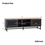 63 Inch Mid Century Modern TV Stand with Slatted Grille Striped Doors, TV Stand with Storage, W578P193305
