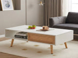 Modern Coffee Table with Storage,41.3 Inch Rectangle Wooden Accent Center Tables with Sliding PE 66198783