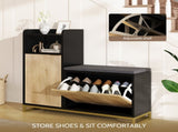 Vividwood L-Shaped Shoe Storage with Flip Drawer & Adjustable Wave Shelves, 39''W Entryway T5618P505966