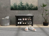 Storage Bench 3-Tier Entryway Bench with Cushion & Shoe Rack 23.6"x11.4"x19.3" Black 61808839