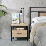 One Drawer Nightstand with 1 Tier Shelf, Oak and Black B016P256523
