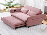 65.74-inch pink letter striped fabric multi-functional sofa bed, suitable for bedrooms and living W3371P311783
