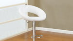 ZUN White Faux Leather Stool Adjustable Height Chairs Set of 2 Chair Swivel Design Chrome Base PVC B01149815