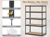 5-Tier Heavy Duty Black Garage Shelving Unit, 72" H x 36" W x 18" D 2200 LBS Load Capacity Boltless 34683830