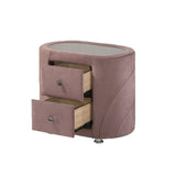 Velvet Upholstered Nightstand with 2 Drawers, Pink B016P257208