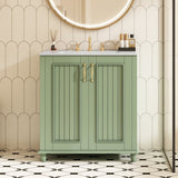 30 Inch Bathroom Vanity with Ceramic Sink, Freestanding Bathroom Vanity Set with Hidden Drawer, N710P192538F