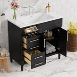 ZUN 36'' Bathroom Vanity with Top Resin Sink, Bathroom Storage Cabinet with 2 Drawers and a Tip-out 76697324