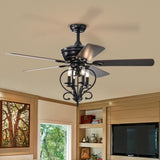 ZUN 52 inch 4 Lights Ceiling Fan with 5 Wood Blades, Two-color fan blade, AC Motor, Remote Control, W1592P162681