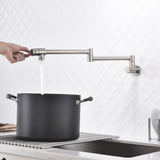 Brass Folding Faucet 1/2'' NPT Wall Mount Kitchen Faucet Two Handles Cold Water Tap Nickel 01254836
