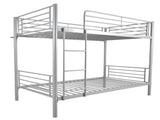 Iron Bed Bunk Bed with Ladder for Kids Twin Size Gray 40700088