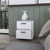 ZUN Myrtle 2 Drawers Nightstand, Bedside Table with Metal Handles B128P148758