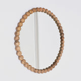 Decorative Round Hanging Wall Mirror with Natural Wooden Bead Design Frame, 32" B346P353979