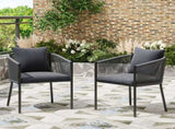 2 Pieces Outdoor Chairs, Patio Dining Chairs, Rattan Wicker Chair Set with Cushions for Garden, T3623P409868