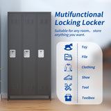 ZUN 3 Door 72"H Metal Lockers With Lock for Employees,Storage Locker Cabinet for Home Gym Office School T2398P285652