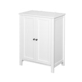 Bathroom Floor Storage Cabinet with Double Door Adjustable Shelf, White W40914886