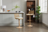 ZUN Set of 2 Rattan Bar Stool, 360 Swivel Bar Chair, Counter Height Chair with Footrest for Kitchen, W1752P217906