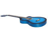 38 Inch Acoustic Guitar for Beginners, JF Body Shape, Basswood Folk Guitar in Fade Blue Finish, 76700625