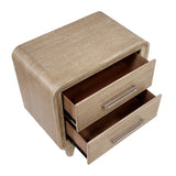 Modern Elegant Design Nightstand of 2x Storage Drawers Curved Corners Natural Finish Wooden Bedroom B011P332261