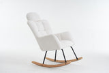 055-Teddy Fabric Upholstered Nursery Rocking Glider Chair Modern Accent Armchair Padded Seat with W527P228306