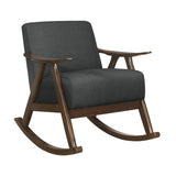 Modern Home Furniture 1pc Rocking Chair Dark Gray Fabric Upholstered Dark Walnut Finish Wood Cushion B011P255258