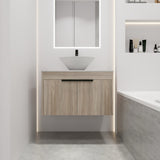 ZUN 30''Modern Design Float Bathroom Vanity With Ceramic Basin Set,Wall Mounted White Oak Vanity With 94552810