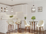 Mid-Century Modern Dining/Accent Chair in Walnut and Cream Noise Fabric - Set of 2 B202P223853