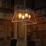 (Same as W1340111204/L1010) 16" Black Gold Industrial 4-Light Pendant Chandelier, Modern Metal Cage W1340P206637
