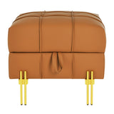 22 inches Anti-scratch Leather Storage Ottoman, Pet Friendly Entryway Bench with Golden Stainless W1191P196356