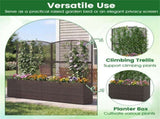 58" Brown PE Rattan Raised Garden Bed with Trellis Adjustable Foot Pads Outdoor Planter Box 69776935