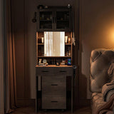 Small Vanity Desk with Sliding Mirror and LED Lights, Makeup Table with Charging Station and Storage 28727409