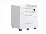 White 3 Drawer Mobile File Cabinet for Office Document Organization, Lockable, Edged Top, Rolling 49986537