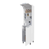White Kitchen Pantry with Pneumatic Door and Open Storage B062P290239