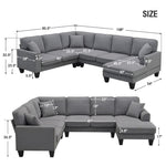 ZUN [New] 108*85.5" Modern U Shape Sectional Sofa, 7 Seat Fabric Sectional Sofa Set 97604557