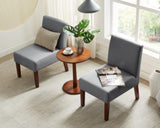 Fabric Accent Chair Set of 2 with Round Wood Table, Decorative Slipper Chair Vanity Chair for W142061922