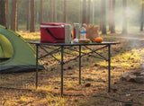 Black 28" Foldable Camping Table with Aluminum Top, 150 lbs Capacity Portable Picnic Table with 16783081
