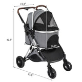 ZUN Pet Stroller 3 in 1, Folding Lightweight Dog Stroller with Detachable Carrier & Storage Basket, 4 99473403