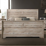 Imerland Contemporary White Wash Finish Bedroom Set with King Sleigh Bed, Dresser, Mirror, Two T2574P201580
