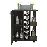 ZUN Bar Cart, Two External Shelves, Four Casters, Six Built-in Wine Rack, Single Door Cabinet -Espresso B07091825