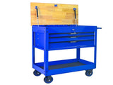 3 DRAWERS MULTIFUNCTIONAL TOOL CART WITH WHEELS AND WOODEN TOP-Blue W1102P316944