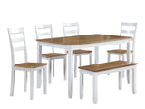 Contemporary 6pc Set Table w 4x Side Chairs And Bench Wooden Seats Chairs Rubber Solid wood B011P504985