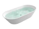 63 Inch Solid Surface Soaking Bathtub for Bathroom, Matte White T3785P490211