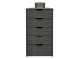 Dresser 42H" 5 Drawers Narrow Dresser, Slim Storage Chest of Drawers, Bedroom, Smokey Oak B097P167438